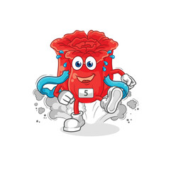 rose runner character. cartoon mascot vector