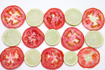 sliced tomato and lemon stock