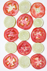 sliced tomato and lemon stock