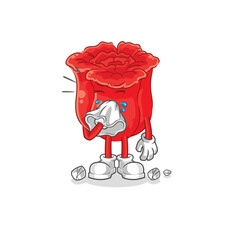 rose blowing nose character. cartoon mascot vector