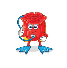 rose diver cartoon. cartoon mascot vector