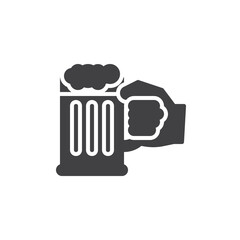 Hand with beer mug vector icon