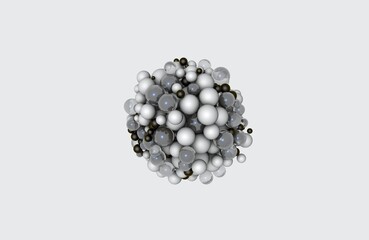 3D image. Many small balls are collected into one big ball. Geometry, abstract background or screensaver. - 523468981