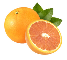 Orange fruit with orange slices on white background With png file, Cara Cara Orange, tangerine isolated on white background.