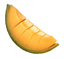 Yellow melon or cantaloupe melon with seeds isolated on white background, US Muskmelon on white background With png file.