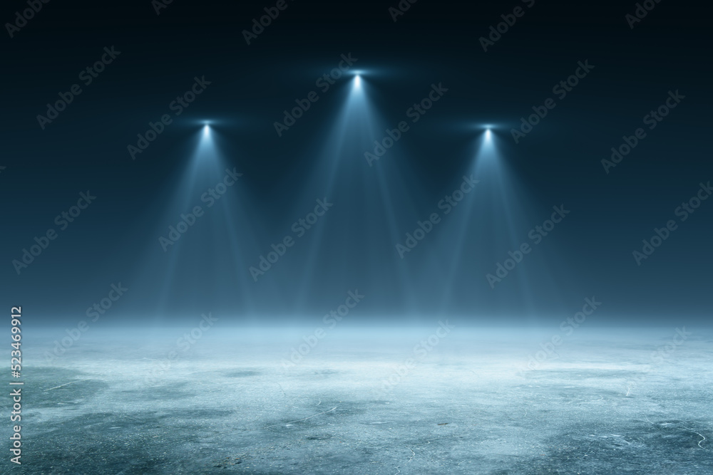 Aufkleber creative concrete background with spotlight and mockup place on dark background. 3d rendering.