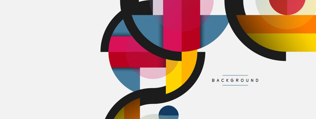 Obraz premium Round geometric shapes lines and circles. Vector template for wallpaper banner background or landing page