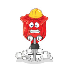 rose drill the ground cartoon character vector