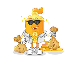 sunscreen rich character. cartoon mascot vector