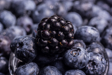 Blackberry and blueberry close-up
