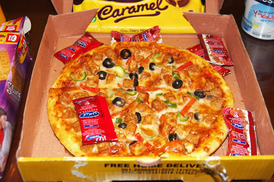 Islamabad, Pakistan - 29 Mar 2021: Pizza in Islamabad, Pakistan