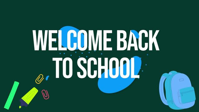 welcome back to school with school bag and stationery background for (welcome back to school).