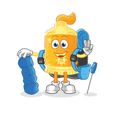 sunscreen go camping mascot. cartoon vector