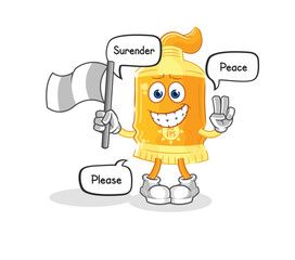 sunscreen hold surrender flag mascot. cartoon vector