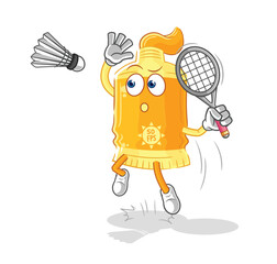 sunscreen smash at badminton cartoon. cartoon mascot vector