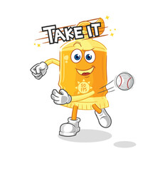 sunscreen throwing baseball vector. cartoon character