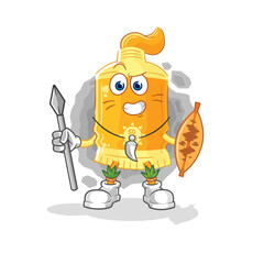 sunscreen african tribal fighter mascot. cartoon vector
