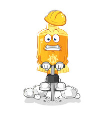 Naklejka premium sunscreen drill the ground cartoon character vector