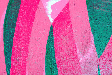 Closeup of colorful teal, pink and lime urban wall texture. Modern pattern for wallpaper design....