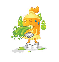 sunscreen throw up cartoon. cartoon mascot vector