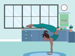 vector illustration girl doing yoga
