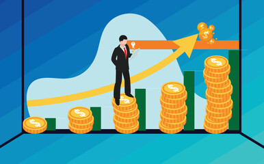 financial business data graph vector illustration