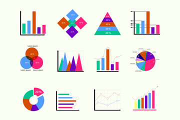 vector illustration set of data graphs finance banking business