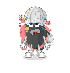 mic low battery mascot. cartoon vector