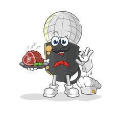 mic chef with meat mascot. cartoon vector