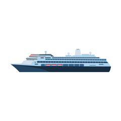 Fototapeta na wymiar Cruise liner. Flat vector illustrations for nautical navigation. Sea and ocean transport