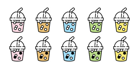 Boba tea vector bubble milk tea icon logo drink cup character cartoon symbol doodle illustration clip art design