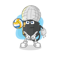 mic play volleyball mascot. cartoon vector