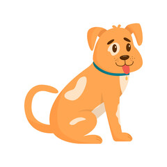 Cute dog. Domestic, funny dog isolated on white background. Flat vector illustration