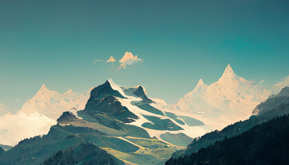 Swiss Alps Mountain Snow with Sky