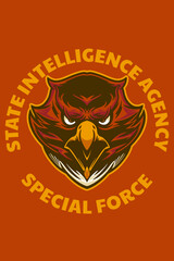 Obraz premium eagle head poster vector illustration cartoon style