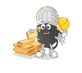 mic builder vector. cartoon character