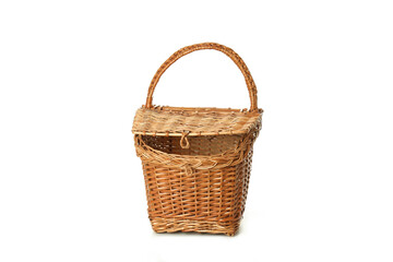 Fototapeta na wymiar Picnic wicker basket isolated on white background