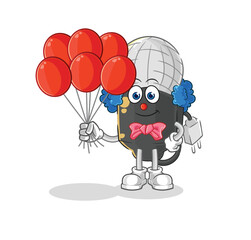 mic clown with balloons vector. cartoon character