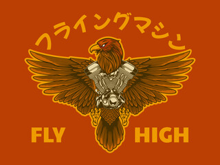 eagle poster vector illustration cartoon style