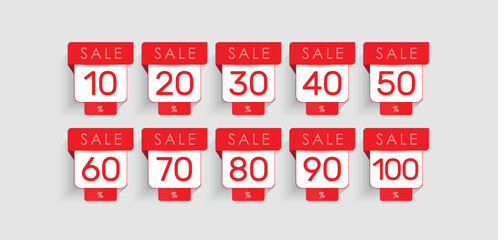 Promotional discount signs with percent off
