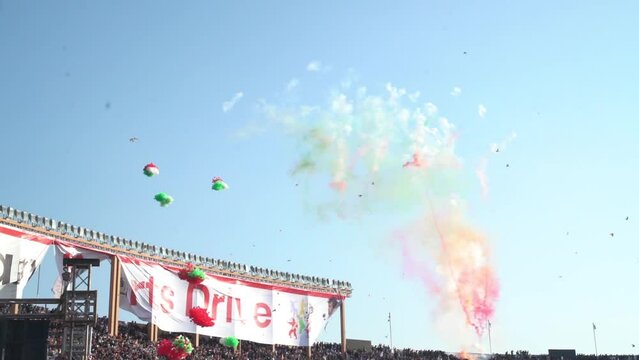 Slow Motion day time firework festival in Pakistan