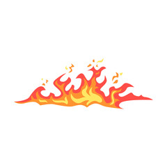 Red and yellow flame. Hot bonfire, igniting, campfire, spread. Vector illustration for warning, danger, accident, fireplace