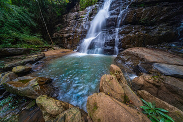 Tat Mok waterfall in Chiang Mai, Beautiful of waterfall in Tropical Rain Forest in Thailand