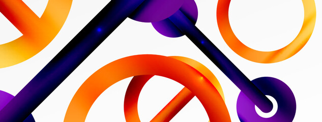 Minimal geometric abstract background. Circle, line and round shapes design. Trendy techno business template for wallpaper, banner, background or landing