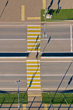 Russia, Aerial View Of Empty Zebra Crossing