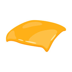 Burger sliced ingredient flat icon. Cartoon cheese slice isolated vector illustration