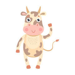 Fototapeta premium Baby animal flat icon. Cute cartoon cow, bear vector illustration. Zoo and jungle