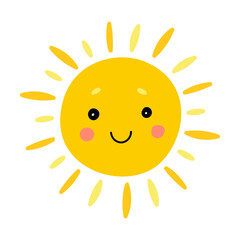 Weather flat icon. Cartoon sun, star isolated vector illustration. Meteorology and sky