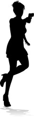 Woman Silhouette Action Secret Agent Spy With Gun