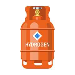 Hydrogen gas storage cylinders flat icon. Oxygen, nitrogen, carbon dioxide, helium tanks and containers isolated vector illustration